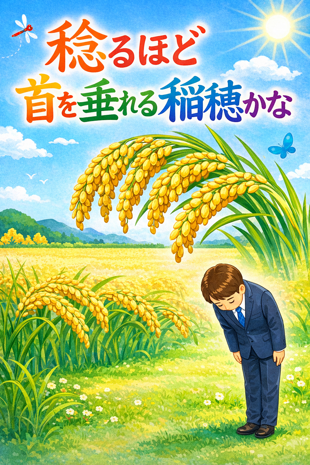 稔ほど頭を垂れる稲穂かな」